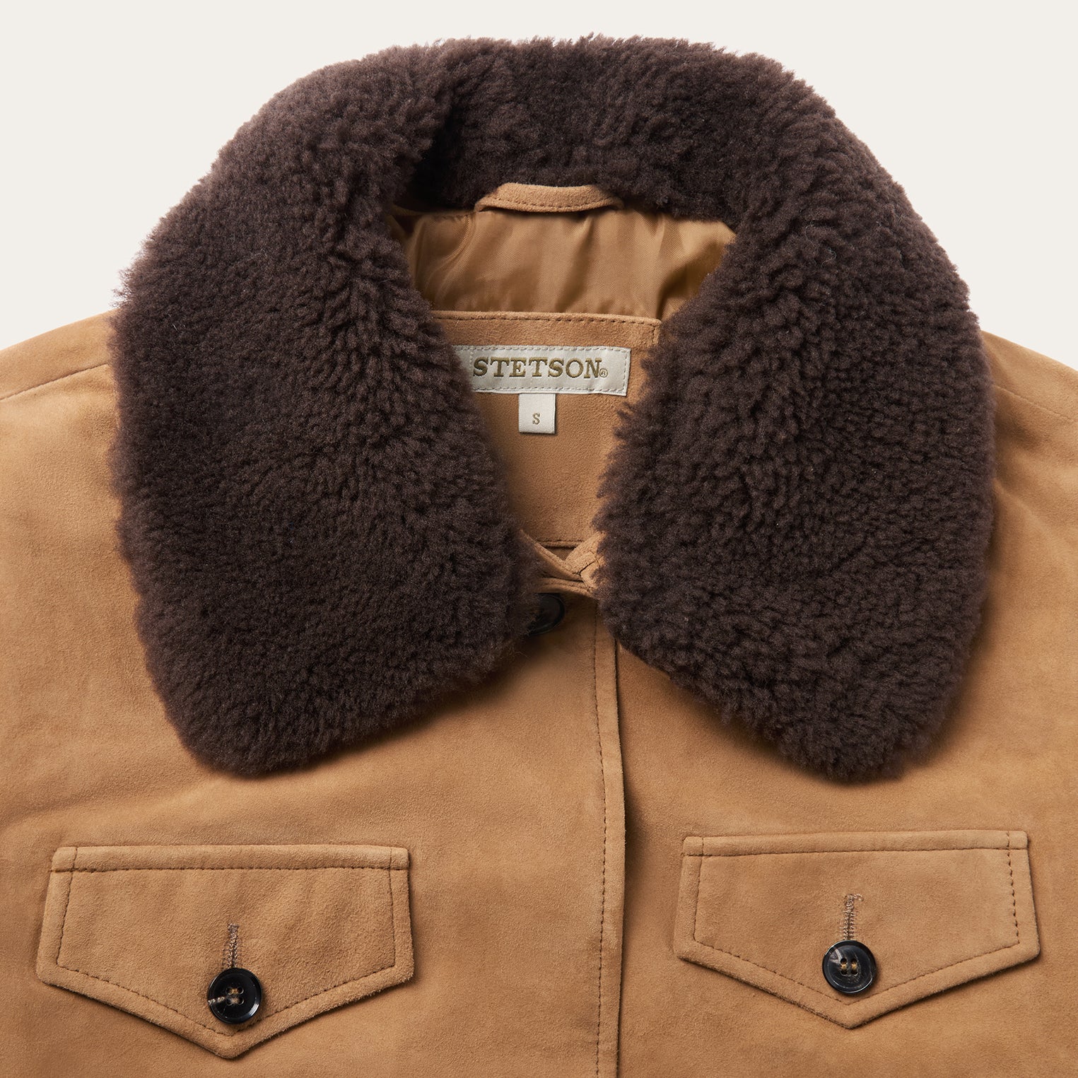 Suede Shearling Cropped Jacket - Image 3