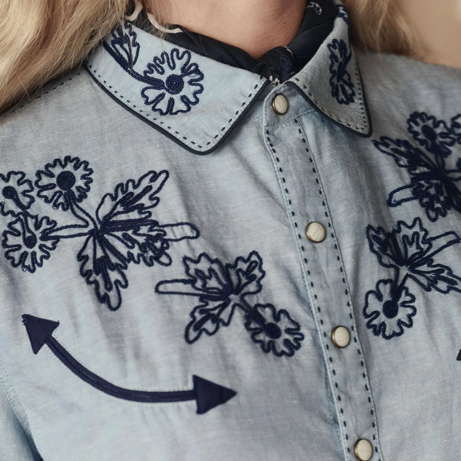 Stetson & THE GREAT. The Chambray Embroidered Western Shirt - Image 4