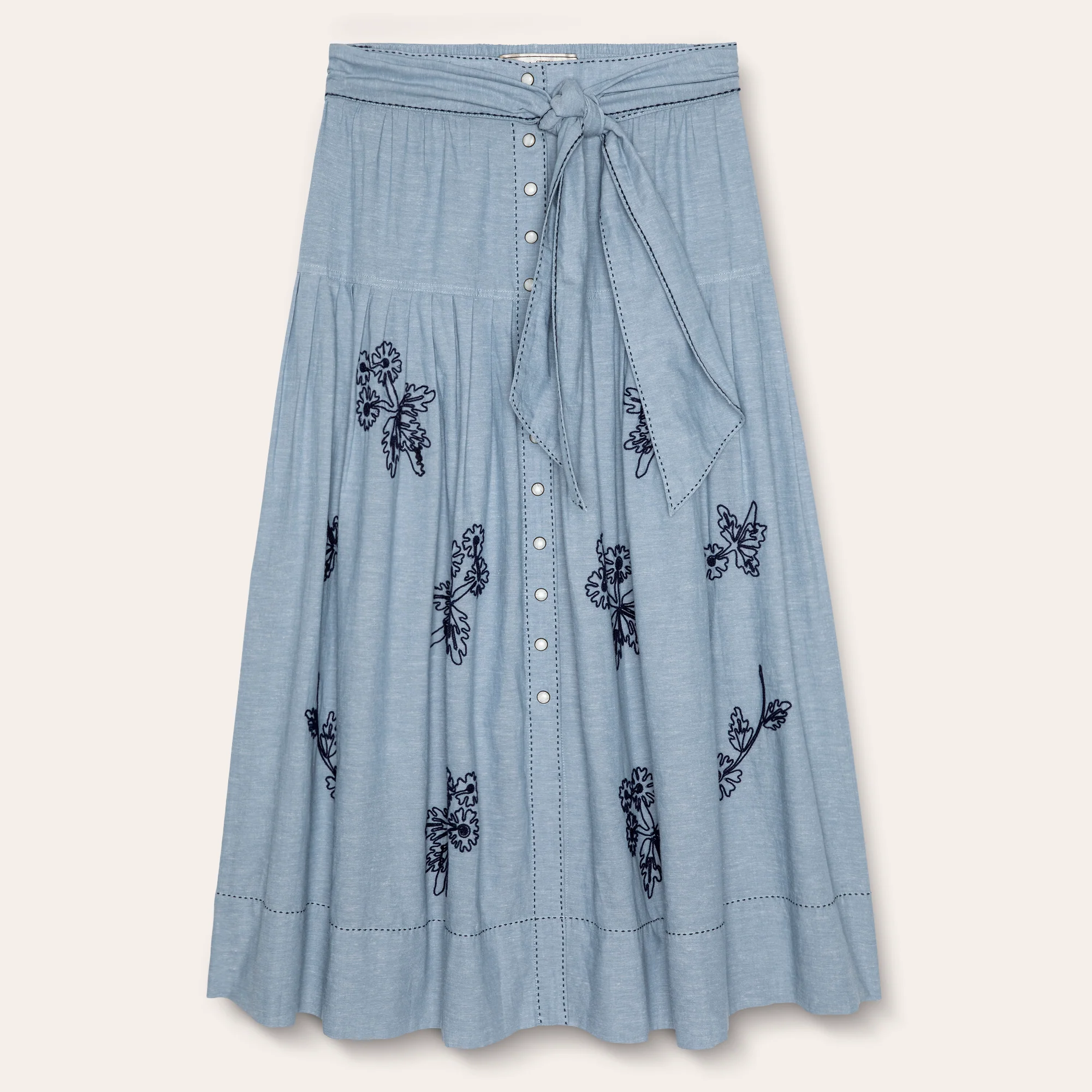 Stetson & THE GREAT. The Chambray Embroidered Highland Skirt