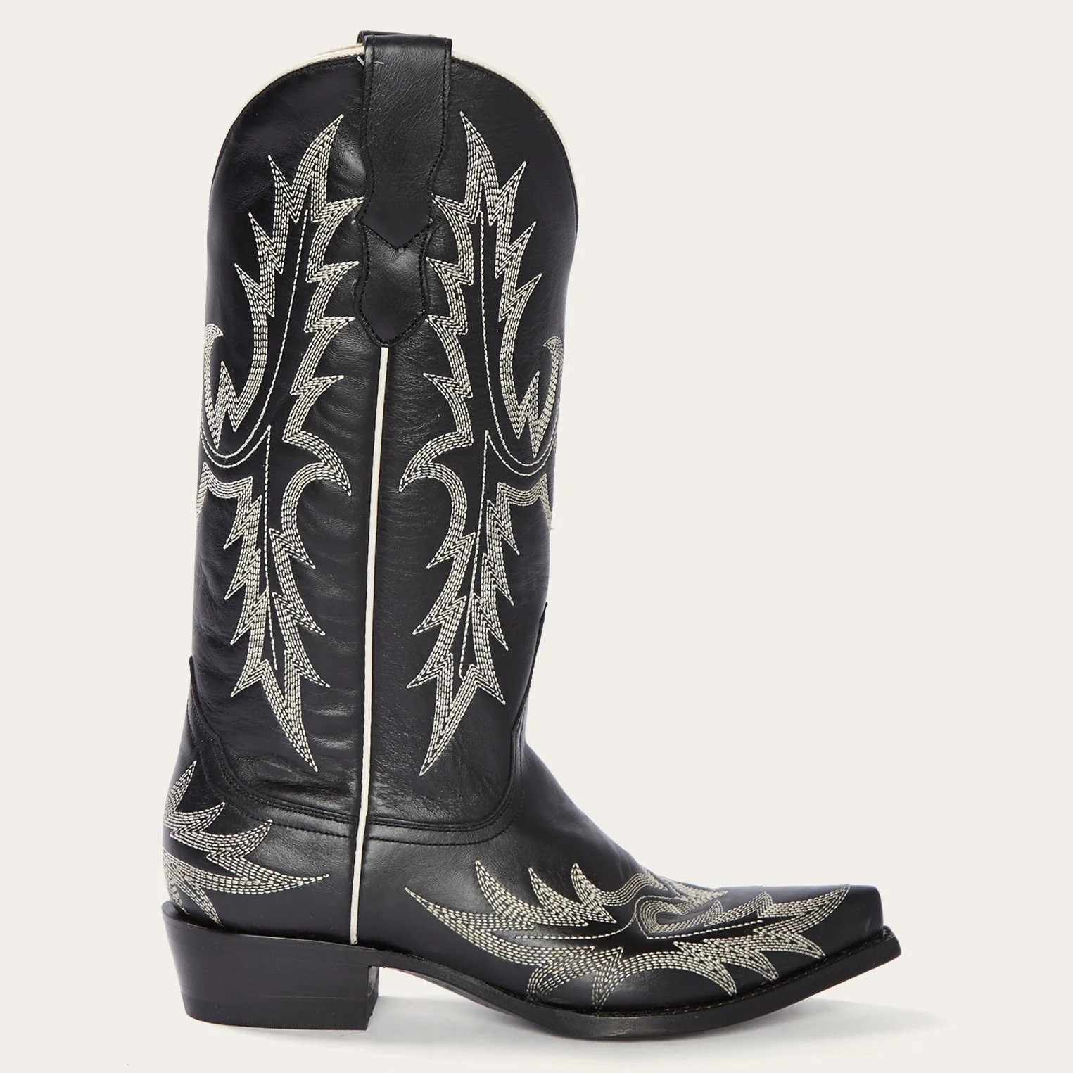 Tina Black & White Flame Embroidered Cowboy Boot - Image 5