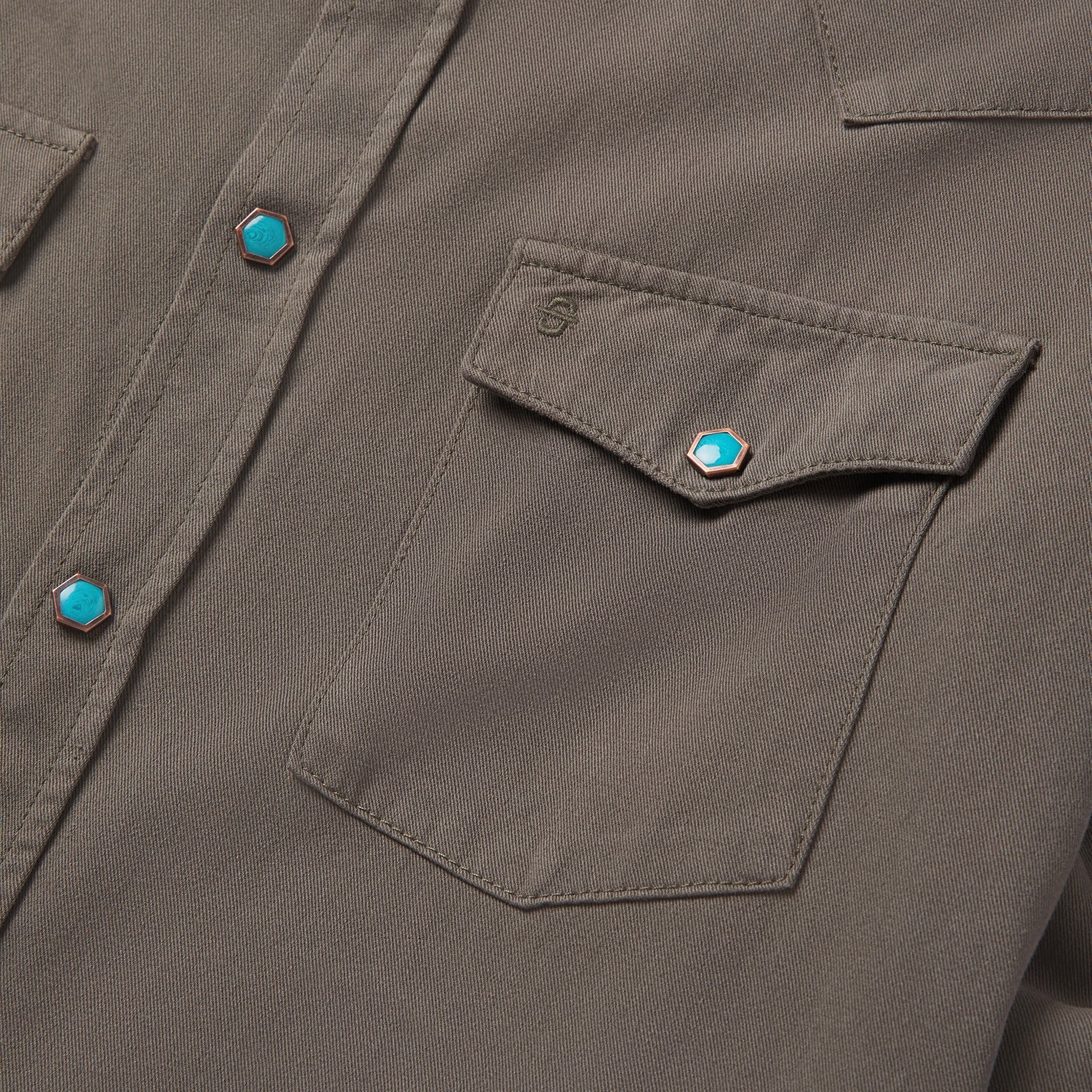 Turquoise Snap Twill Western Shirt - Image 5