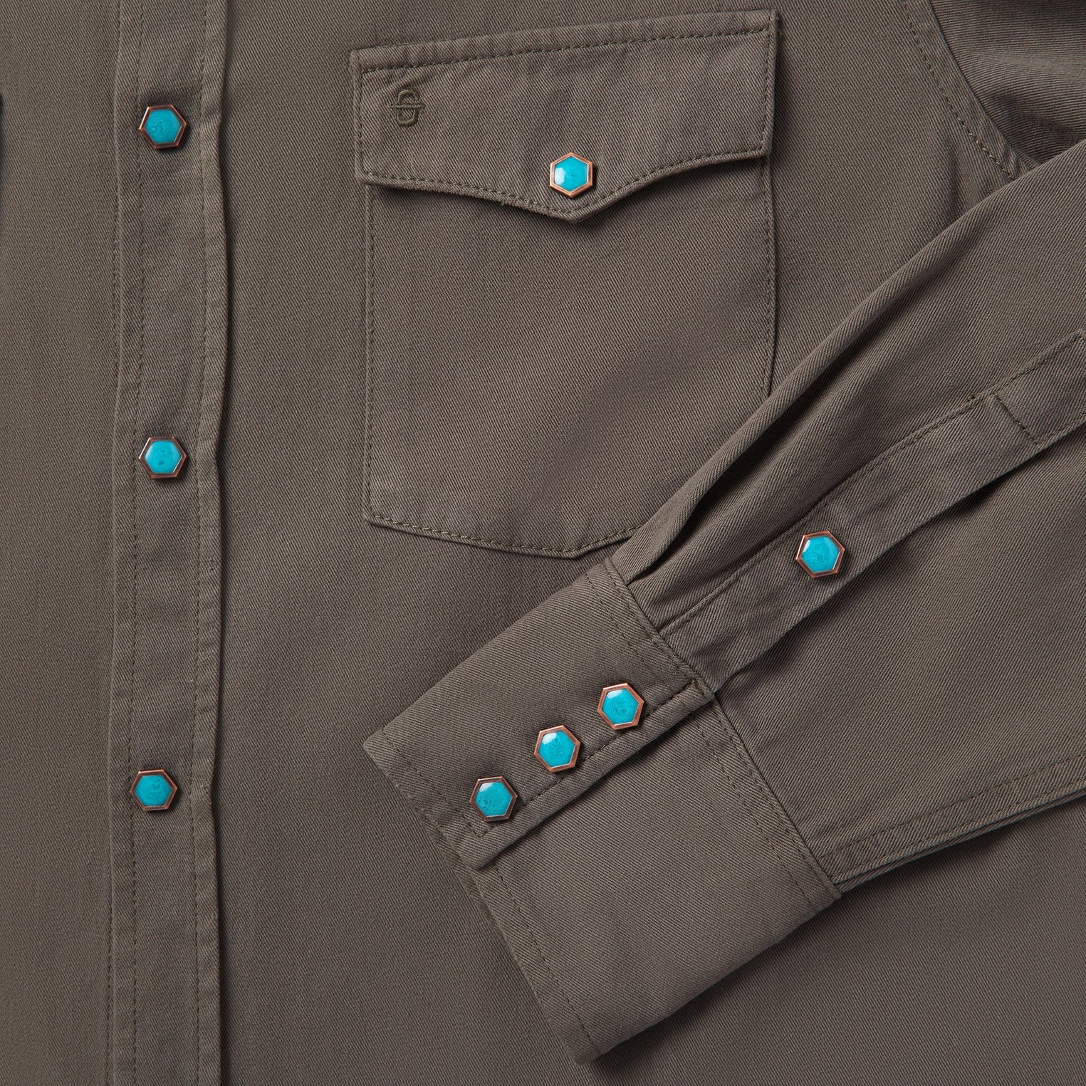 Turquoise Snap Twill Western Shirt - Image 6