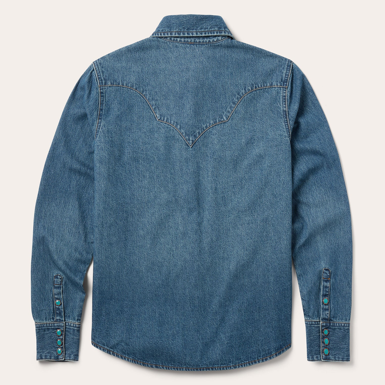 Turquoise Snap Western Denim Shirt - Image 4