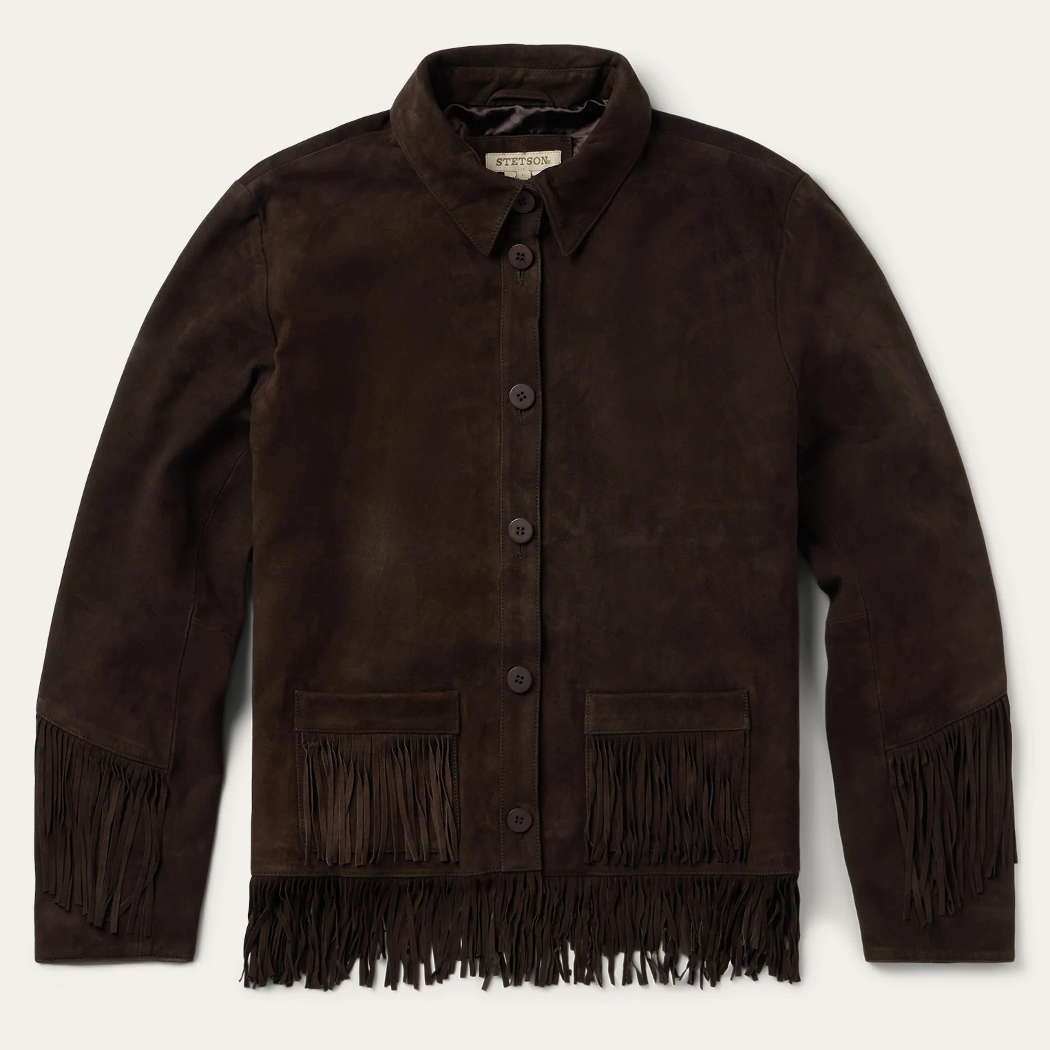 Two Pocket Fringe Suede Jacket