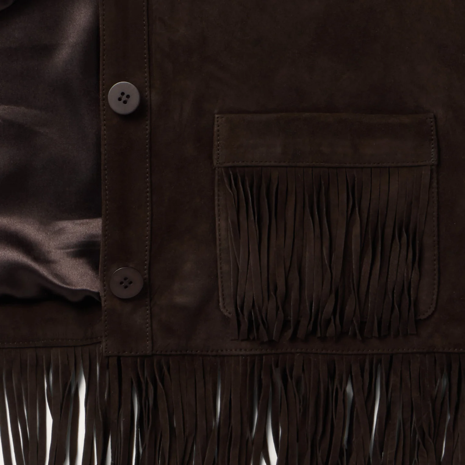 Two Pocket Fringe Suede Jacket - Image 4