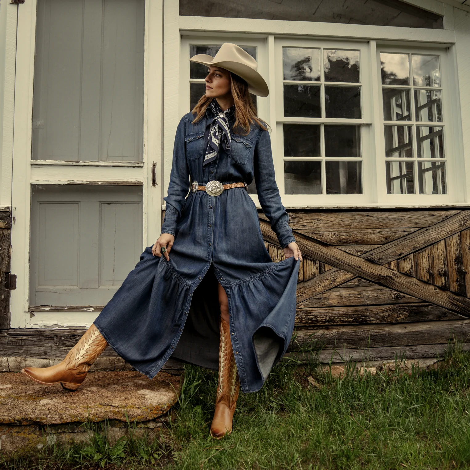 Western Denim Maxi Dress - Image 2