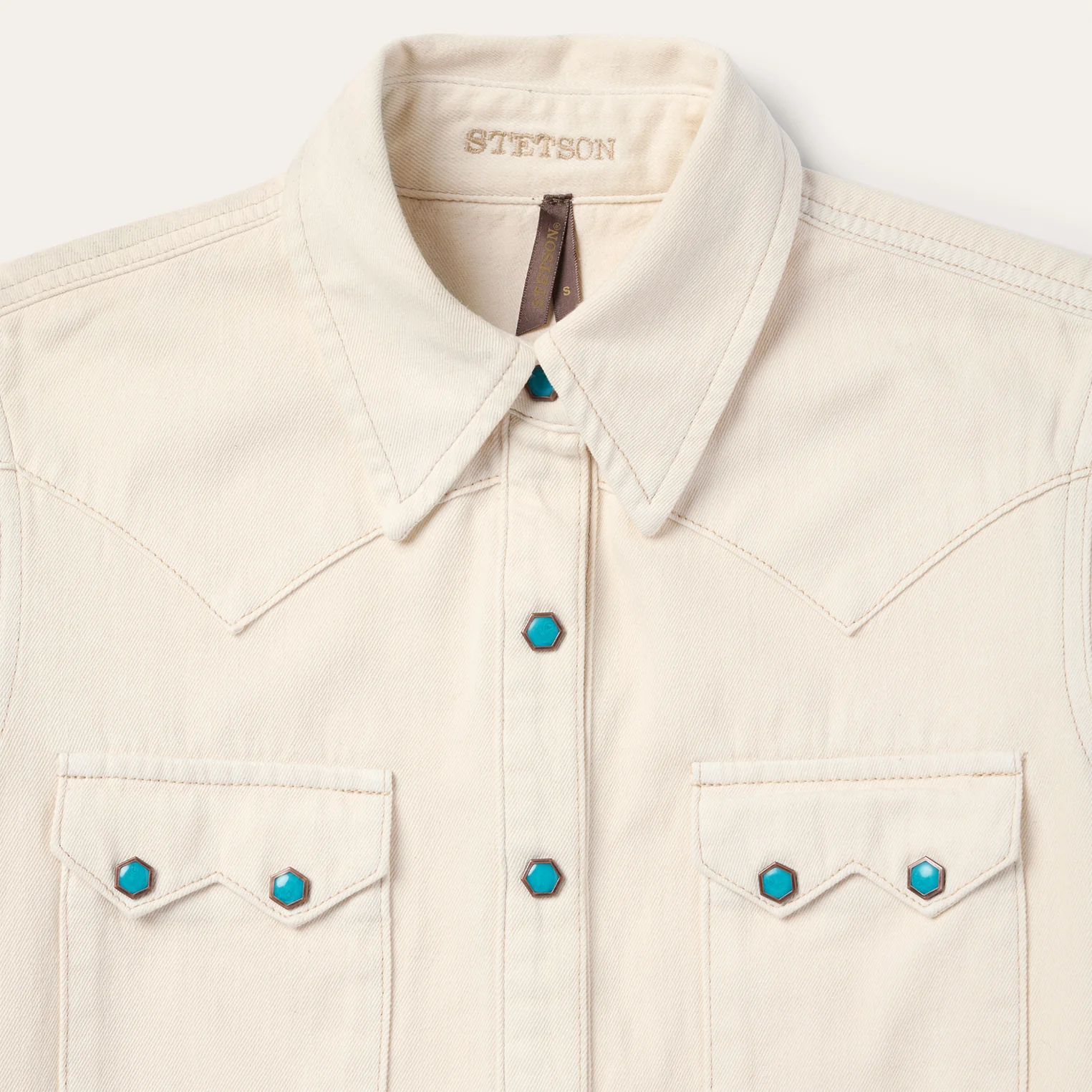 Turquoise Snap Western Denim Shirt - Image 4