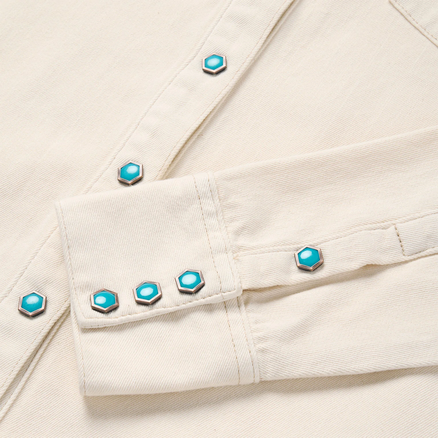 Turquoise Snap Western Denim Shirt - Image 6