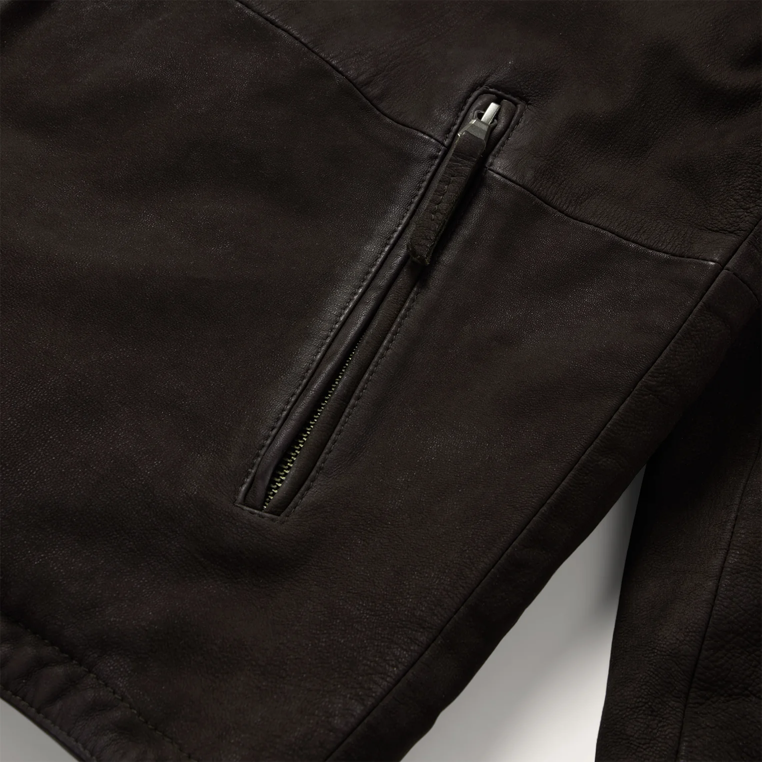 Zip Front Suede Leather Jacket - Image 4